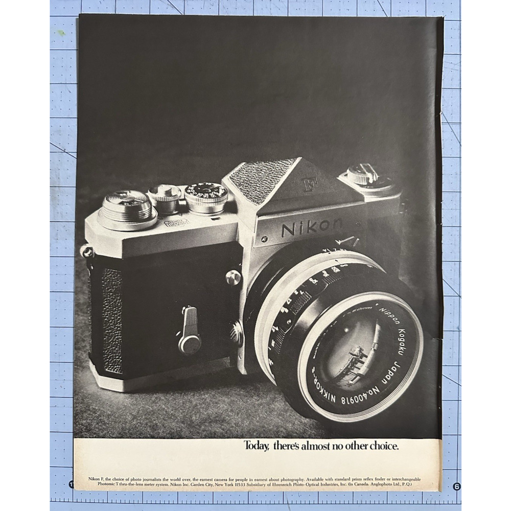 1966 Nikon F Camera Vintage Print Ad Black & White
